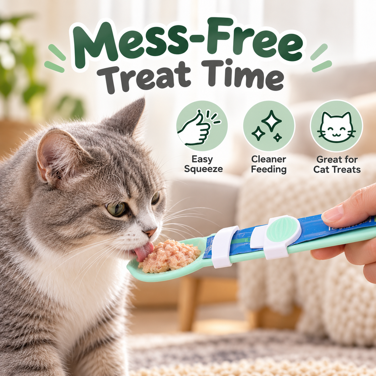 Sliding Cat Treat Squeeze Spoon