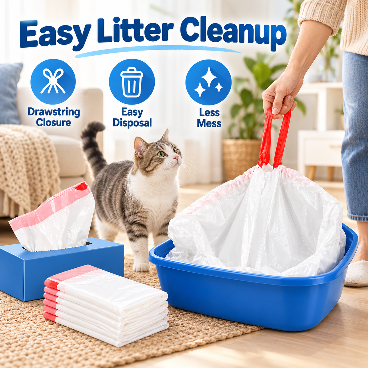 Drawstring Cat Litter Box Liners