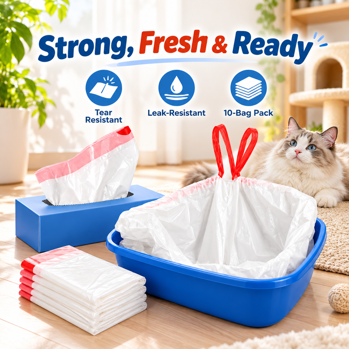Drawstring Cat Litter Box Liners