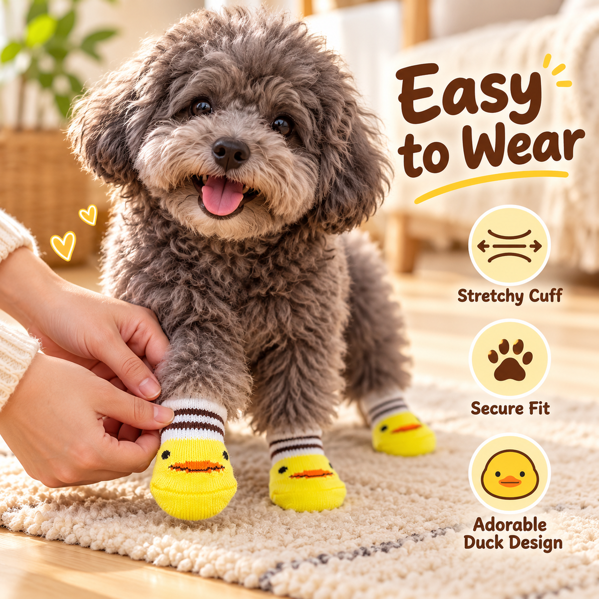 Cute Duck Pattern Dog Socks