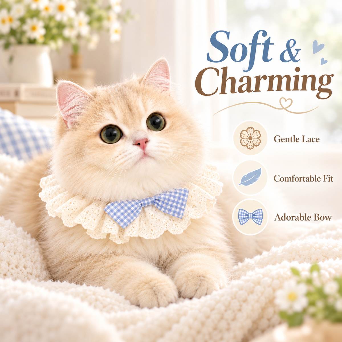 Ruffled Bow Pet Collar